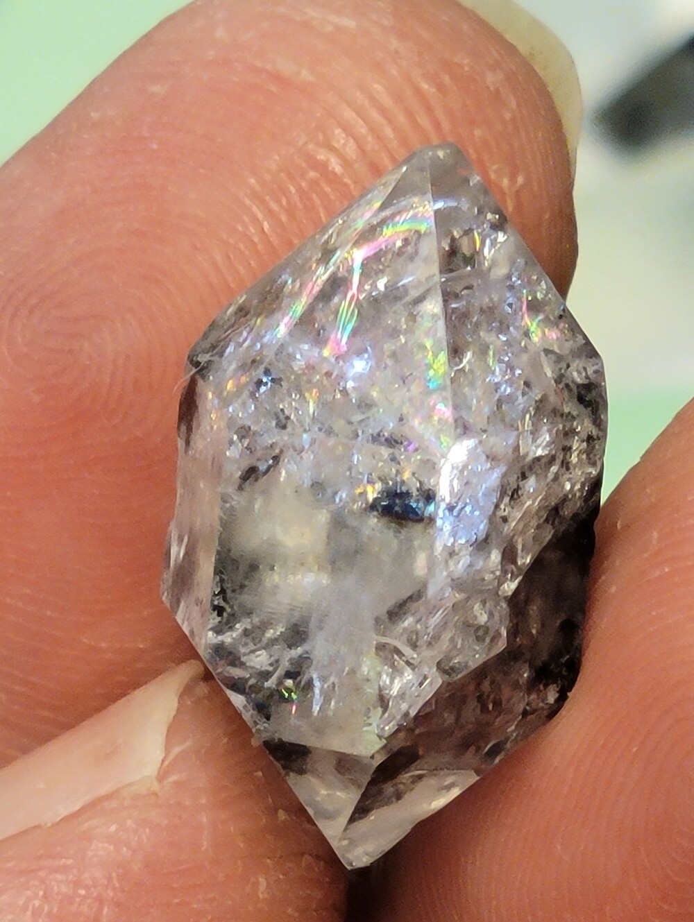 🌈 20.95ctw Herkimer Diamond Crystal Double Terminated Rainbow Inclusions - Picture 4 of 6